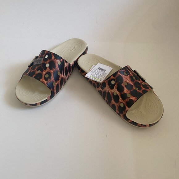 NWT Crocs Classic Animal Remix Slide Sandals Size 12 207841-2Y4 Summer Leopard main image 12